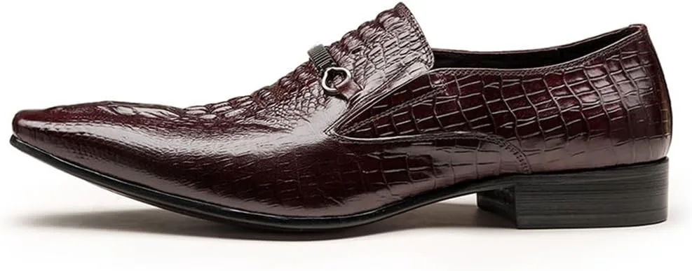 

Мужские туфли, мода, с крокодиловым принтом, повседневные туфли-слипоны для мужчин Abborora, красный