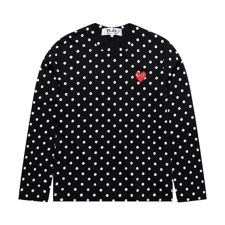 

Футболка Comme Des Garçons Comme des Garçons PLAY Polka Dot Long-Sleeve T-Shirt, черный, Серый, Футболка Comme Des Garçons Comme des Garçons PLAY Polka Dot Long-Sleeve T-Shirt, черный