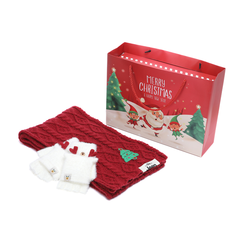 

Jeep Плед из плюшевой пряжи унисекс, Christmas Tree Red+Glove+Christmas Box