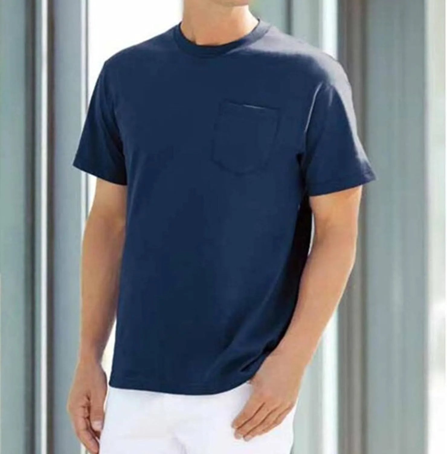 Мужская футболка с карманами, Full-Cut, Cotton, Heavyweight, Crewneck, Short Sleeve — фото 2