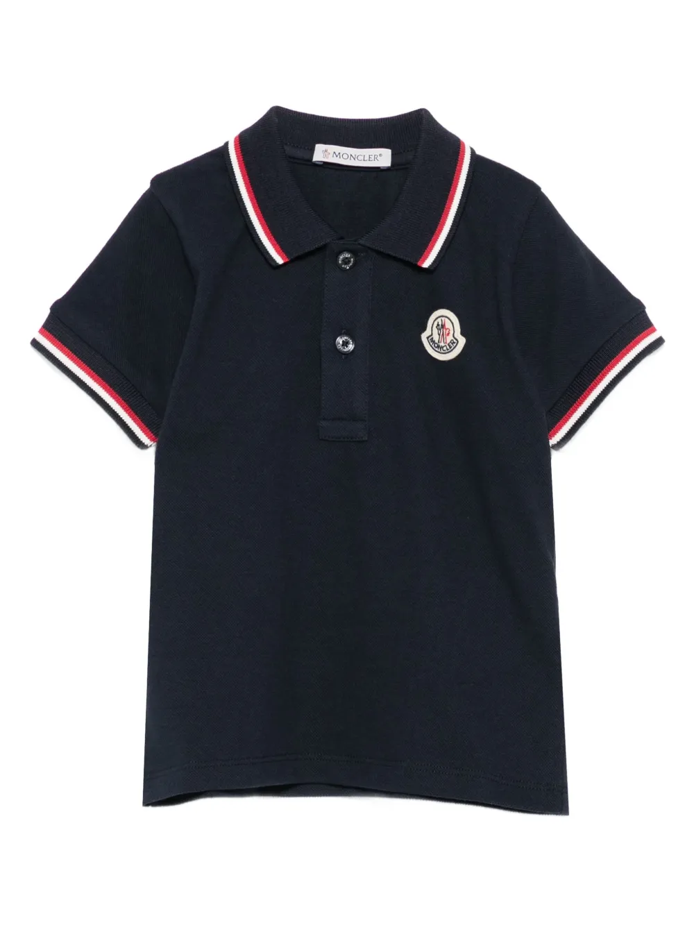 

Рубашка-поло с нашивкой-логотипом и отложным воротником Moncler Enfant, синий