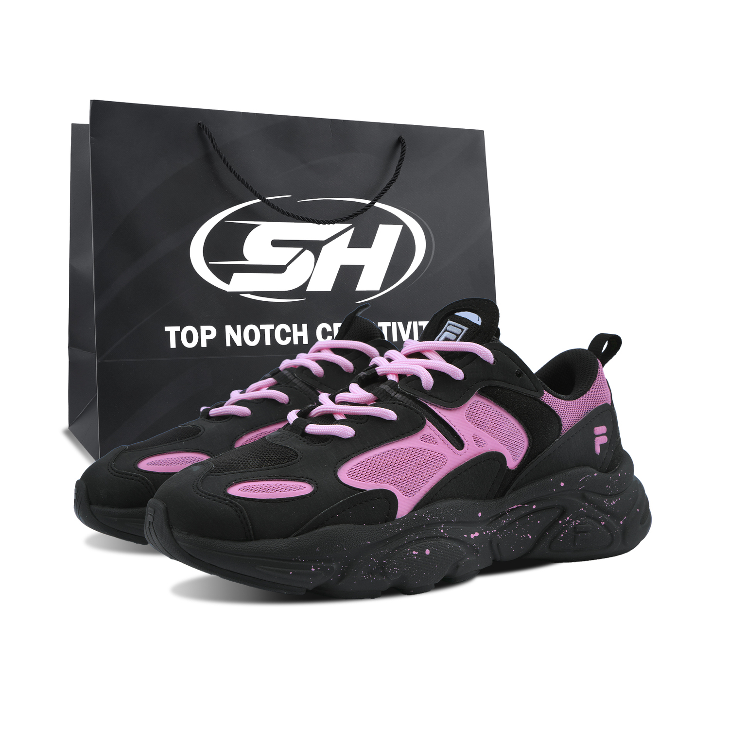 

FILA Mars 2 Ink Powder With Black, Special Shopping Bag, художественные ощущения, устойчивые к истиранию, низкие повседневные кроссовки Unisex