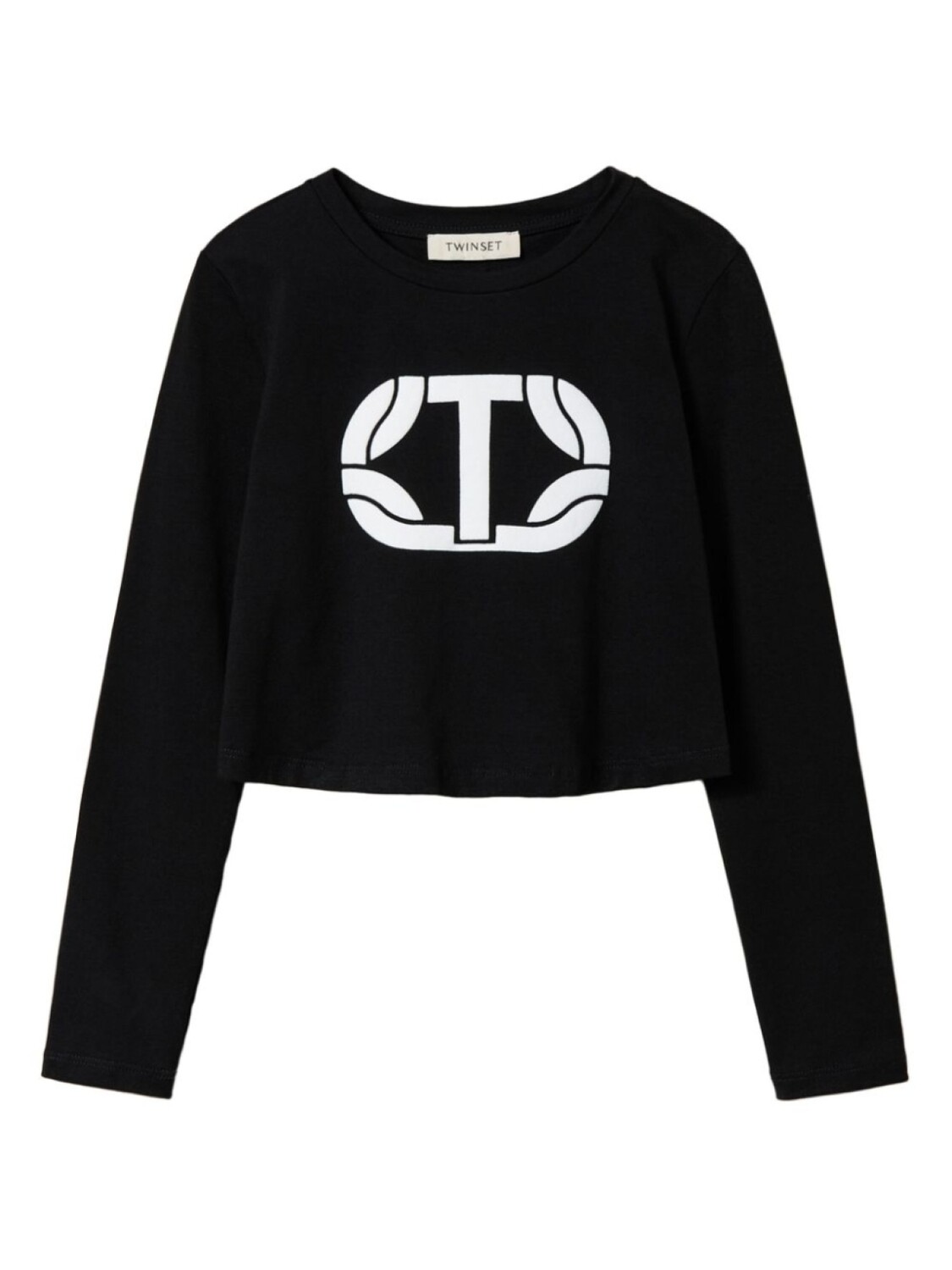 

TWINSET Kids укороченная футболка с логотипом, черный