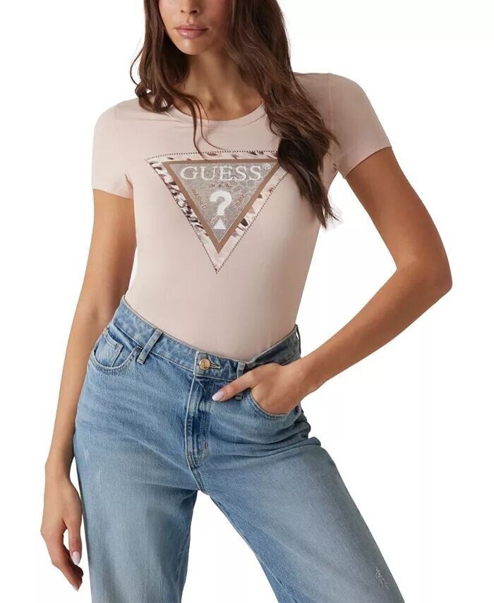 

Женская футболка с треугольным логотипом Cheetah GUESS, розовый
