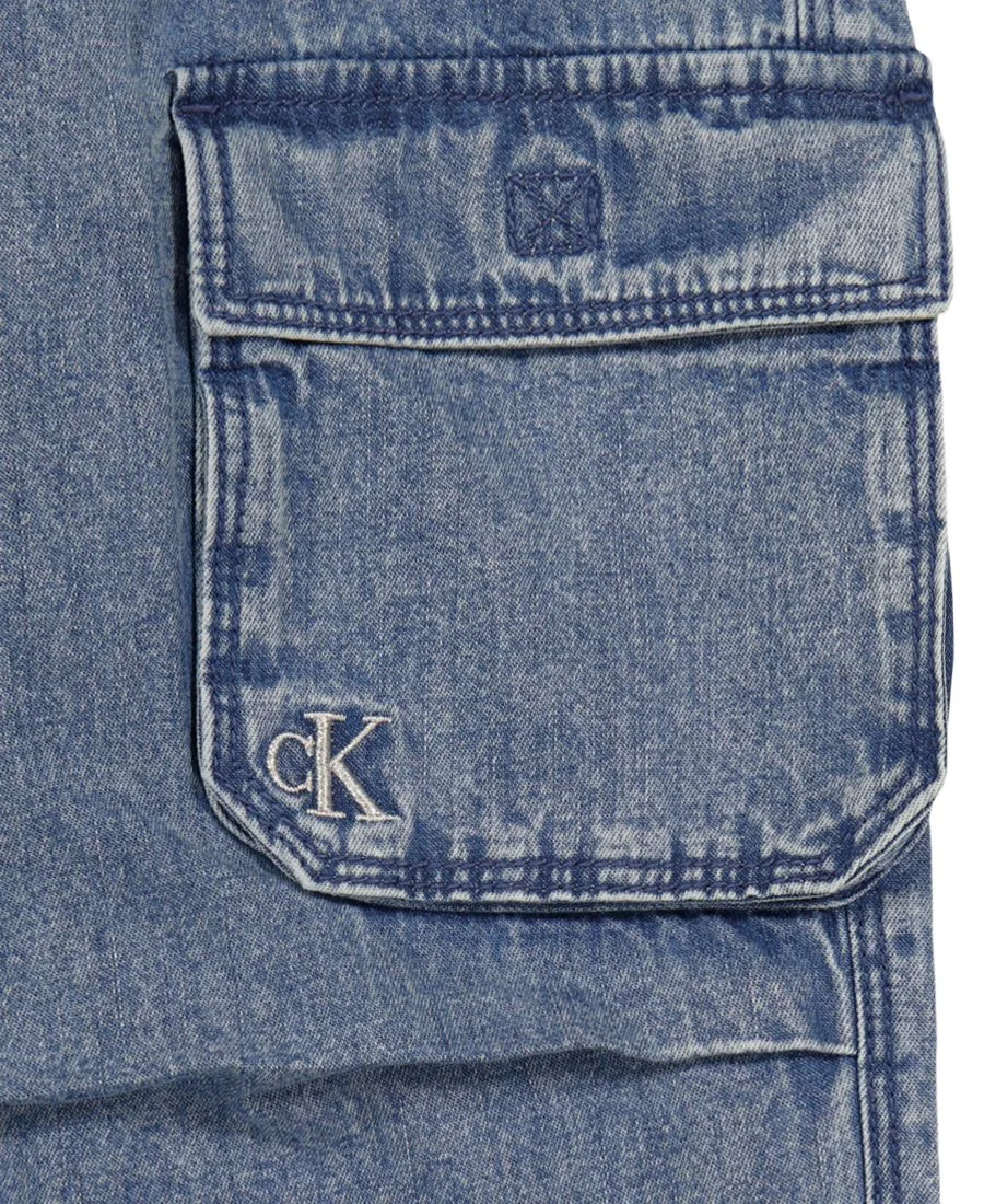 Джинсовые брюки-карго для девочек 7-16 лет Calvin Klein, синий — фото 4