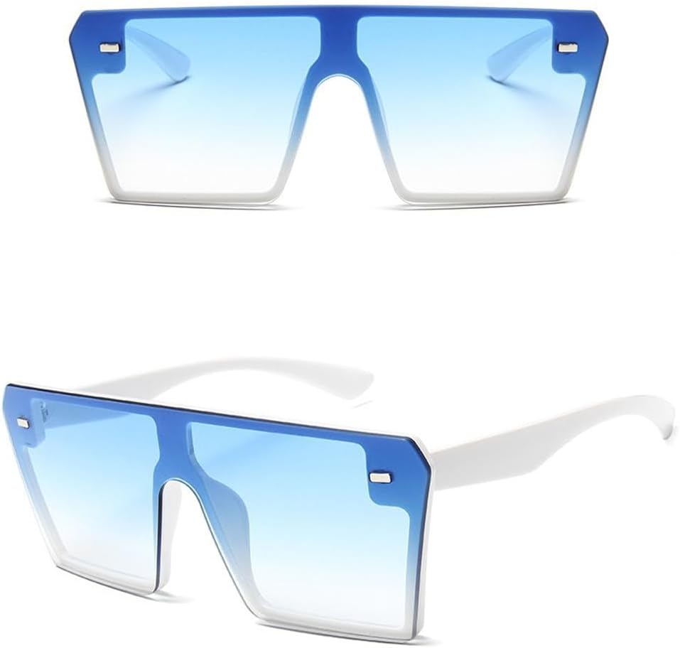 

MUTYNE Большие квадратные солнцезащитные очки для женщин, роскошные, модные, с плоской верхней частью, красные и черные, с прозрачными линзами, цельные, мужские, C5 White-gradientbl