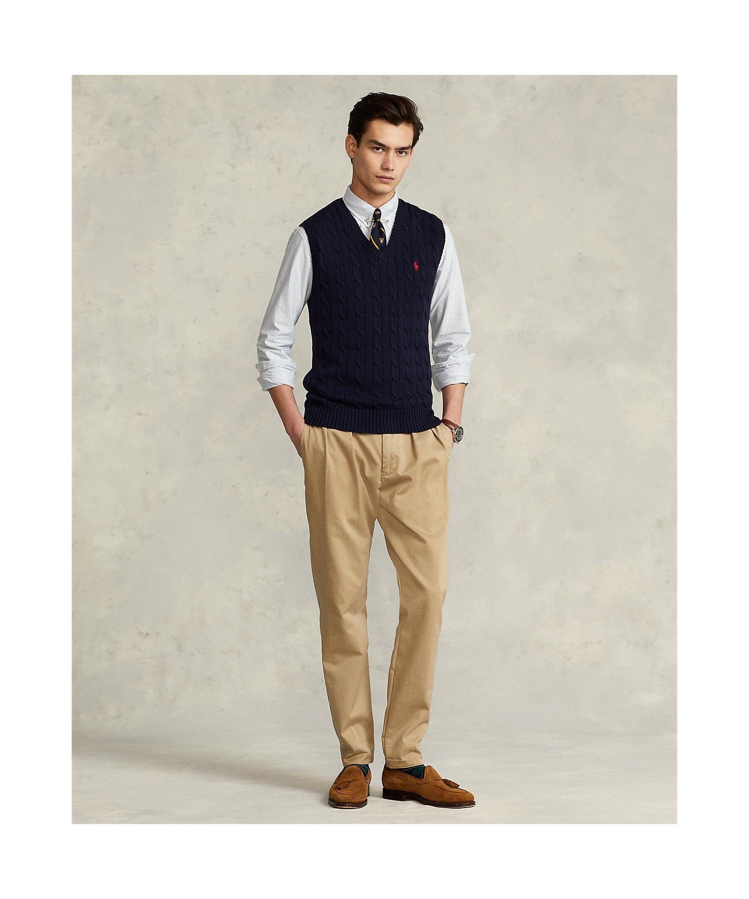 Хлопковый жилет с косами Polo Ralph Lauren, 400 Blue — фото 3