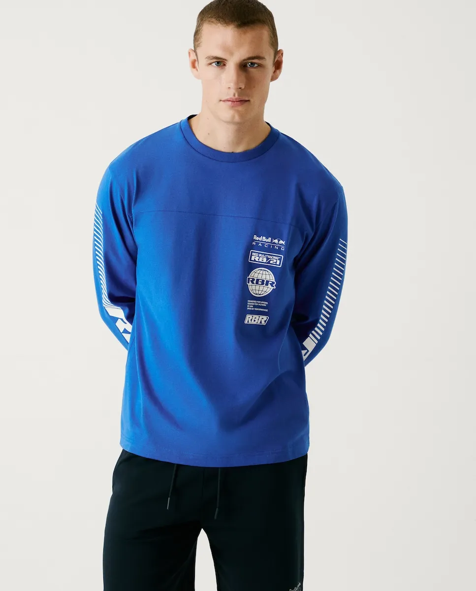 

Мужская футболка с длинными рукавами и напечатанными логотипами Pepe Jeans, синий