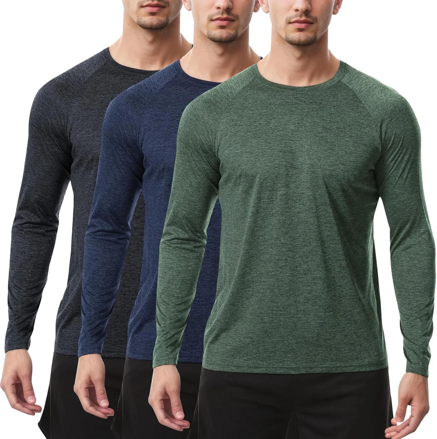 

Sumolux 3 футболки с длинным рукавом для мужчин, влагоотводящие, быстросохнущие, с защитой от солнца