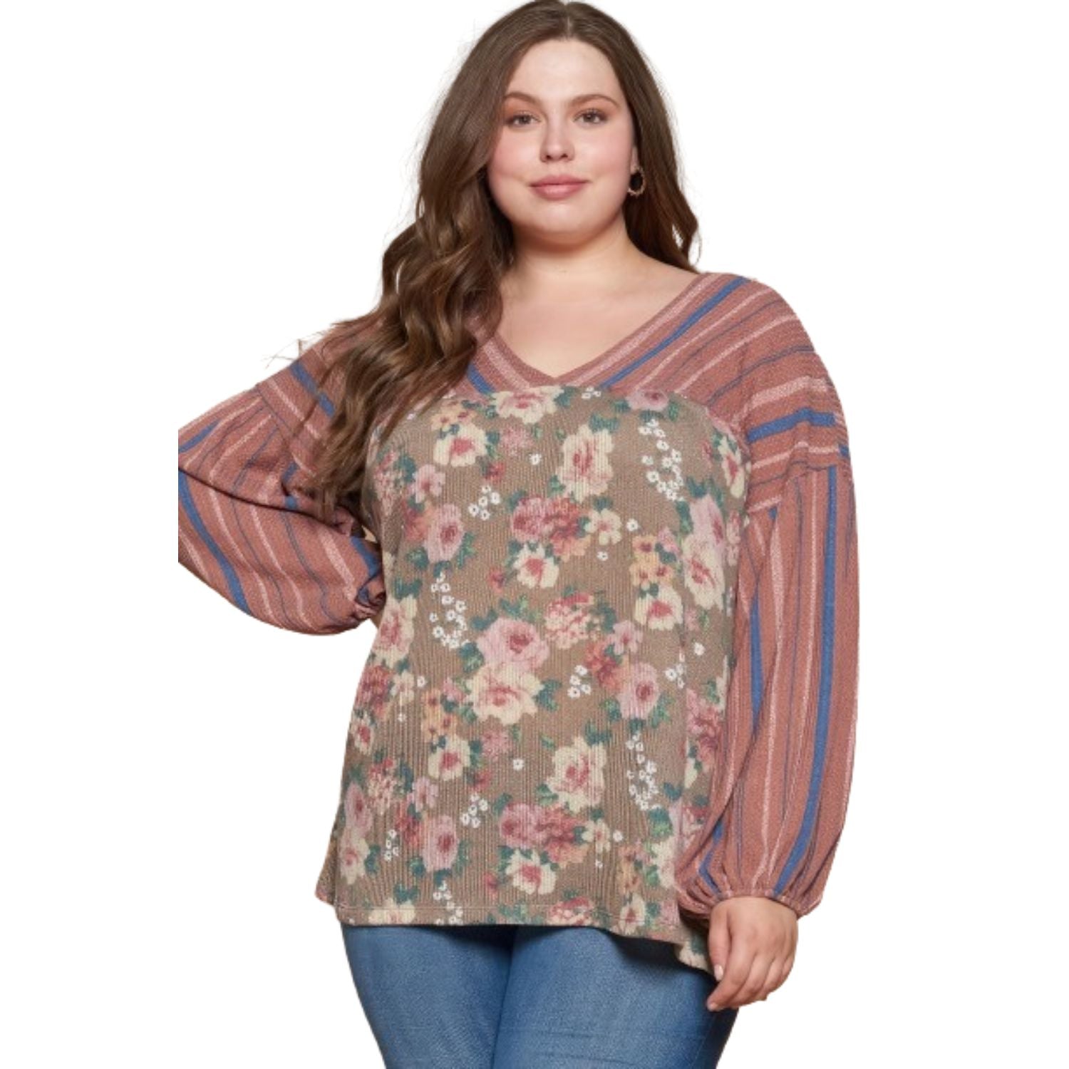 

Вязаный топ с цветочным принтом FASHNZFAB, цвет marsala