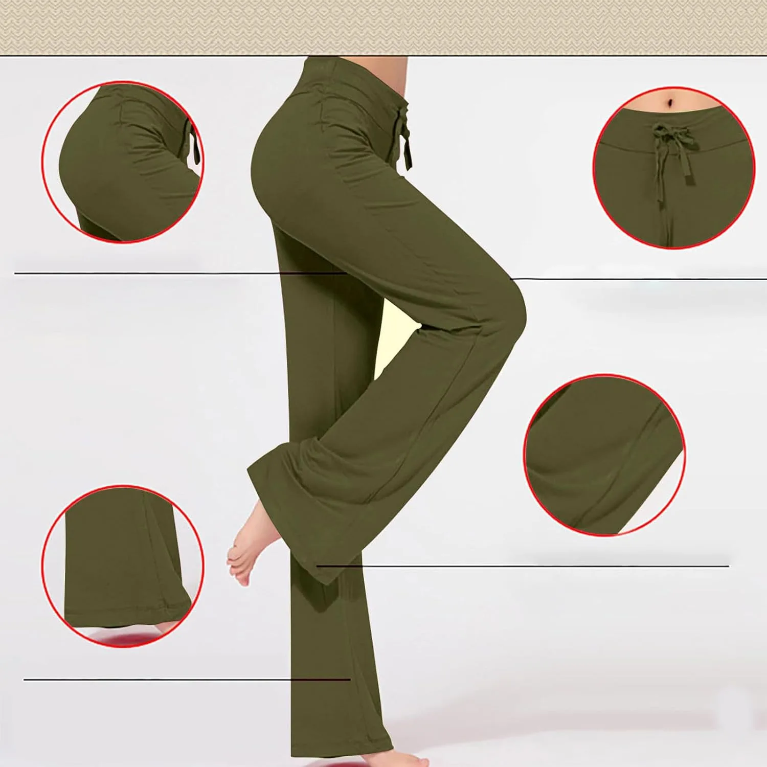 Женские широкие штаны для йоги High Waist с эффектом коррекции фигуры — фото 3