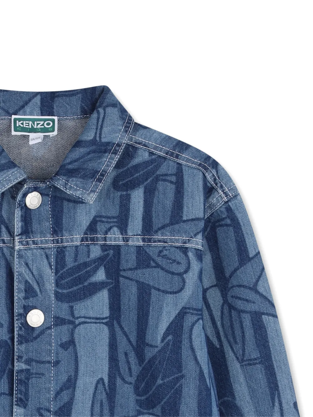 Джинсовая куртка с принтом Kenzo Kids, синий — фото 3