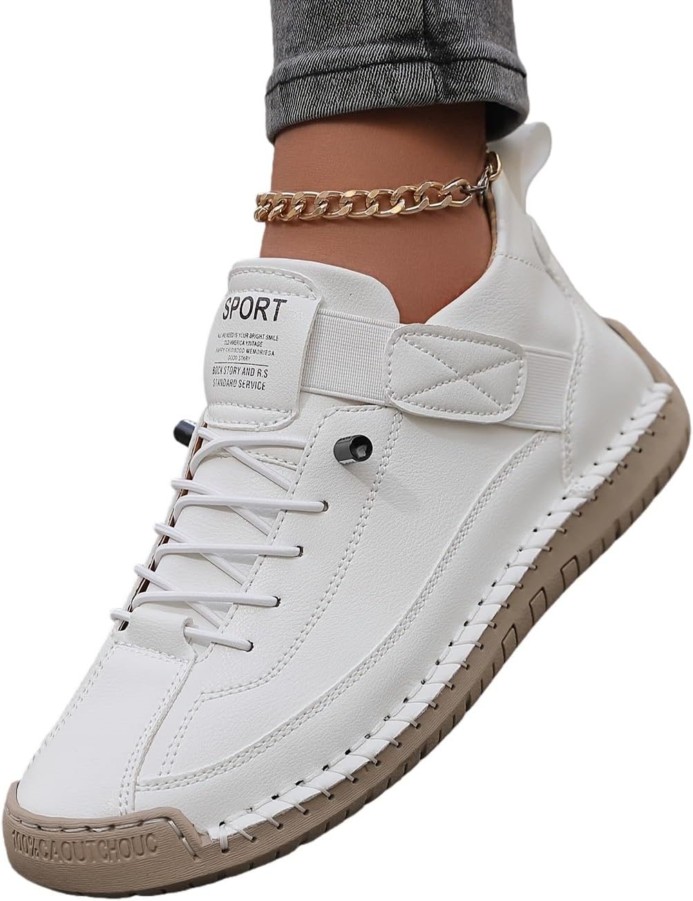 

Женские кожаные кроссовки, 2025 года, ручная работа, мягкие, с поддержкой свода стопы, ортопедические, с удобной посадкой Generic, белый/желтый