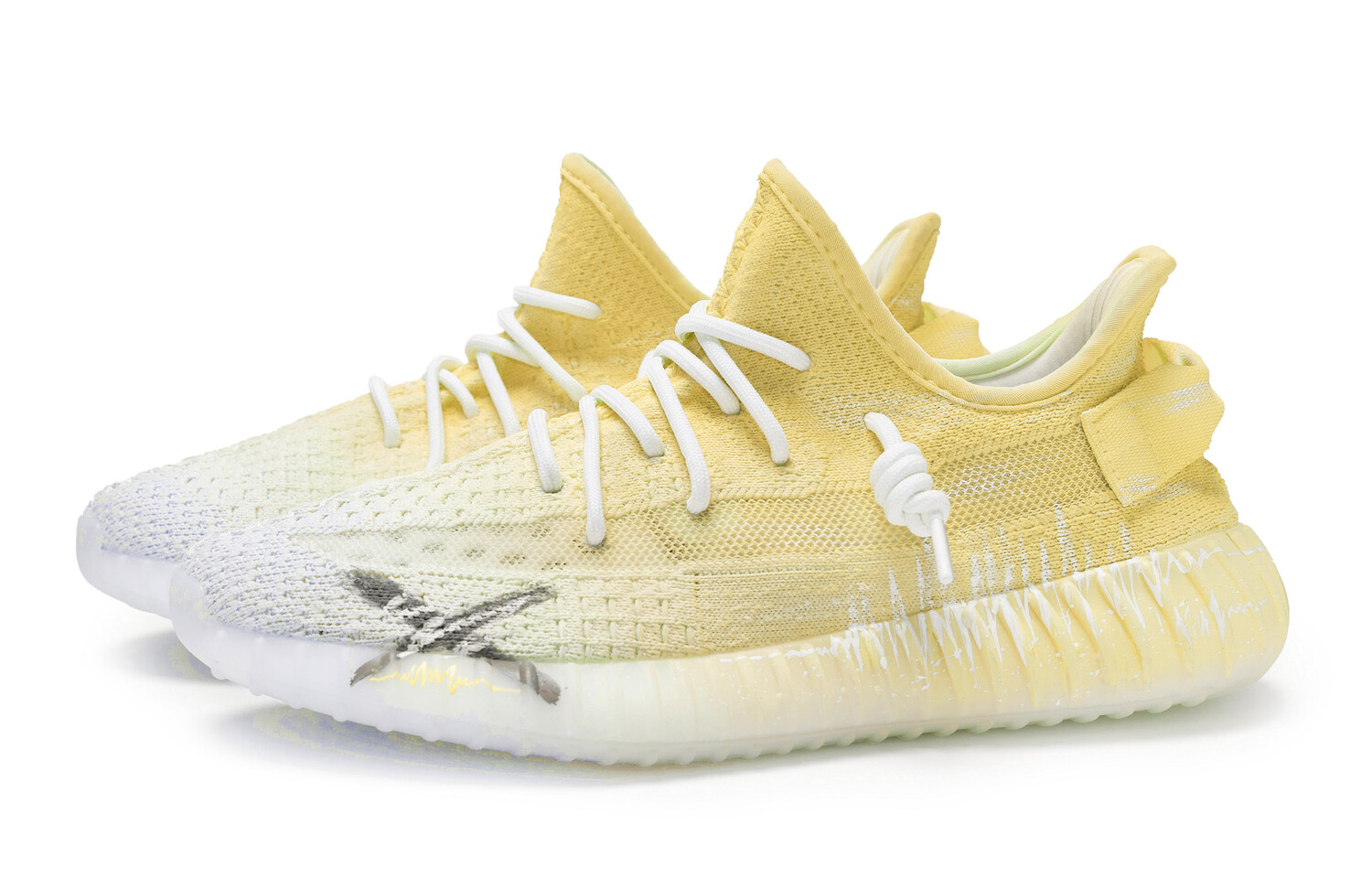 Кроссовки adidas originals Yeezy Boost 350 V2 Lifestyle Shoes Unisex Low-top White/Yellow, белый/желтый — фото 4