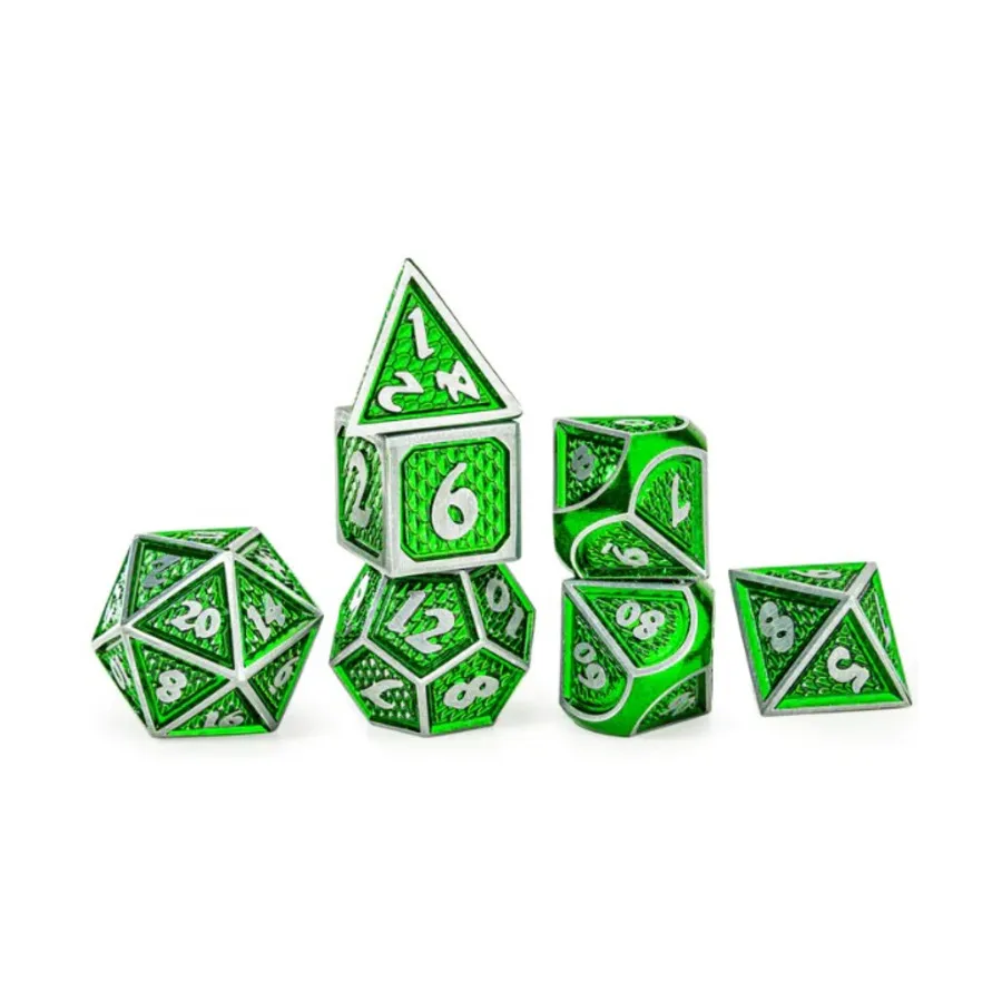 

Набор Behemoth Poly — зеленый с серебром (7), Dice & Accessories (HYMGHO Dice)