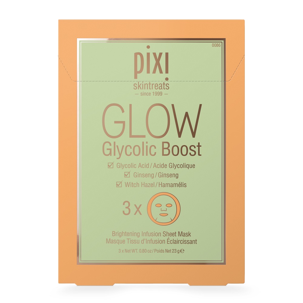 

Увлажняющая тканевая маска glow glycolic boost Pixi, количество 1 x 3 шт.
