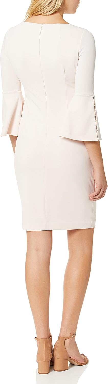 Женское платье-футляр Calvin Klein с однотонным принтом и рукавами-колокольчиками, Blossom — фото 2