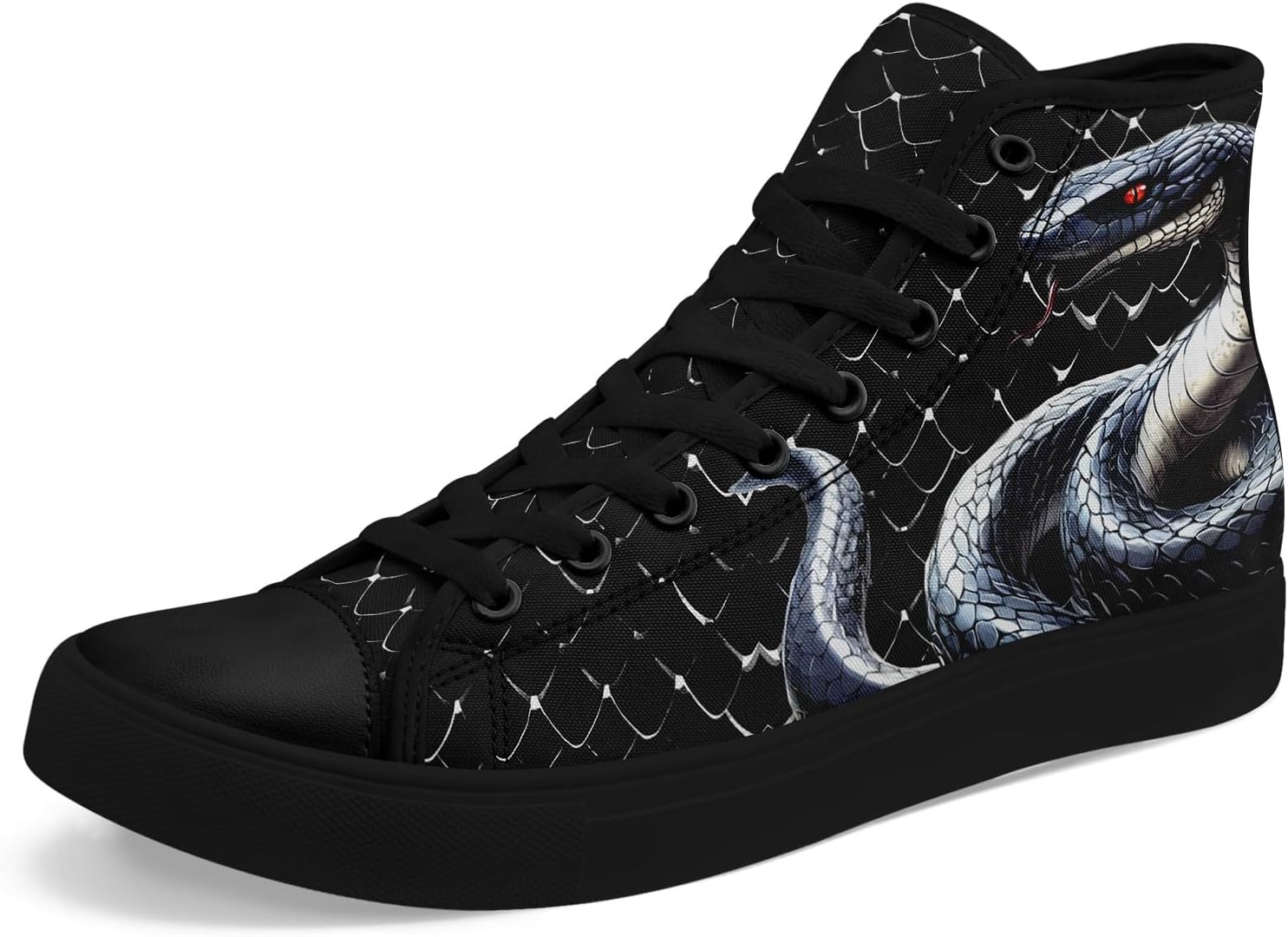 

Унисекс высокие кеды с принтом под змею из текстиля, легкие шнурованные обувь для прогулок, активного отдыха и повседневной носки Awsole, белый/черный