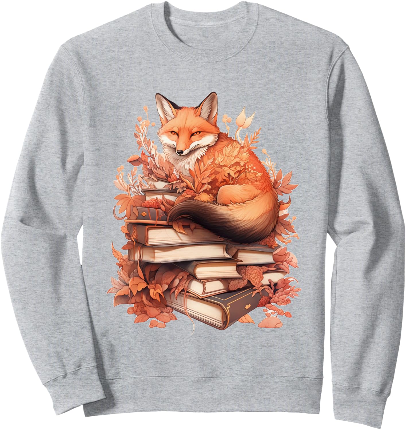 

Толстовка в стиле коттеджкор с цветочным рисунком, лисой и милым гобликом Cottagecore Goblincore And Fairycore Stuff, серый