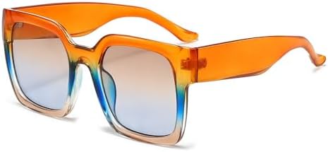 

Крупные квадратные солнцезащитные очки для женщин в винтажной градиентной оправе, модные женские солнцезащитные очки зеленого цвета с защитой от УФ-излучения UV400 MTZJH, Orange