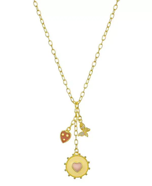 

Y-Образное ожерелье с подвеской в форме сердца из розового кварца и кубического циркония Unwritten, gold