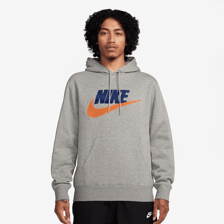 

Клубная флисовая толстовка NIKE, цвет dk grey heather/safety orange