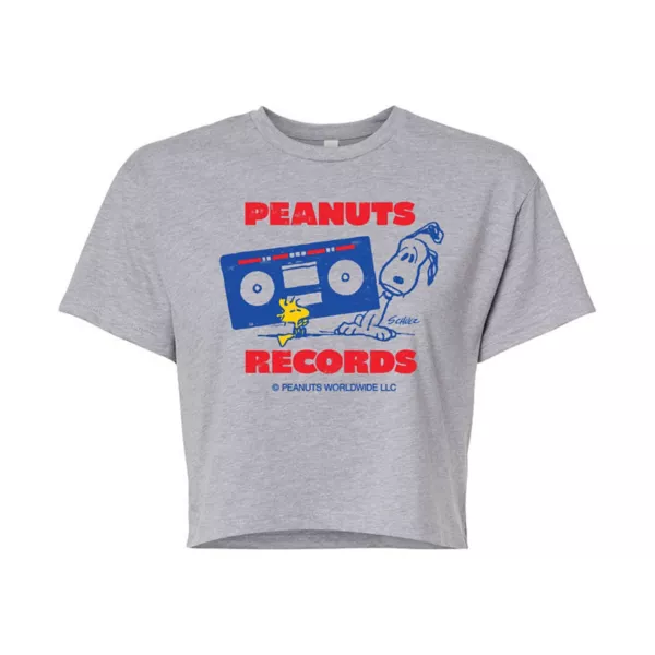 

Футболка с принтом "Peanuts Records" и стерео-эффектом для подростков Licensed Character, серый