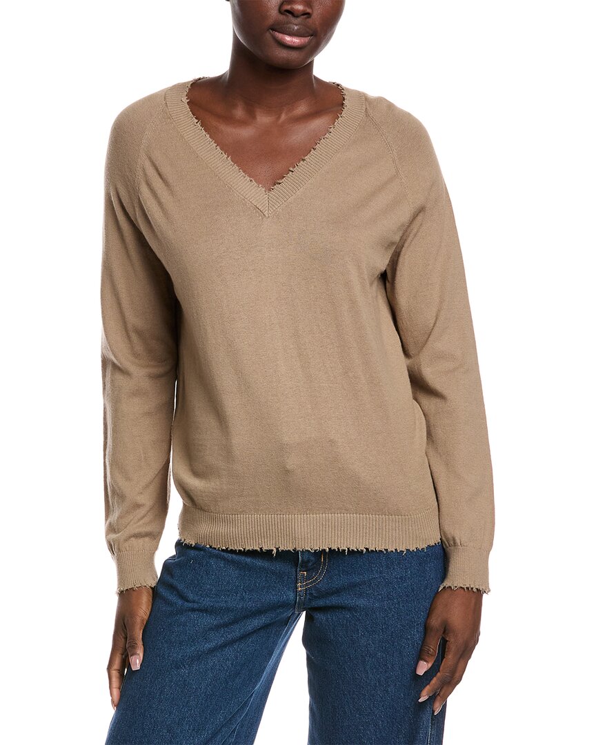 

Минни Роуз Свитер из кашемировой смеси с рваным краем Minnie Rose, зеленый