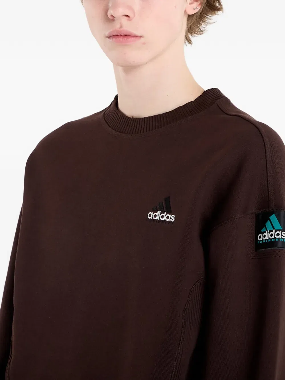 Толстовка с круглым вырезом Adidas, коричневый — фото 3