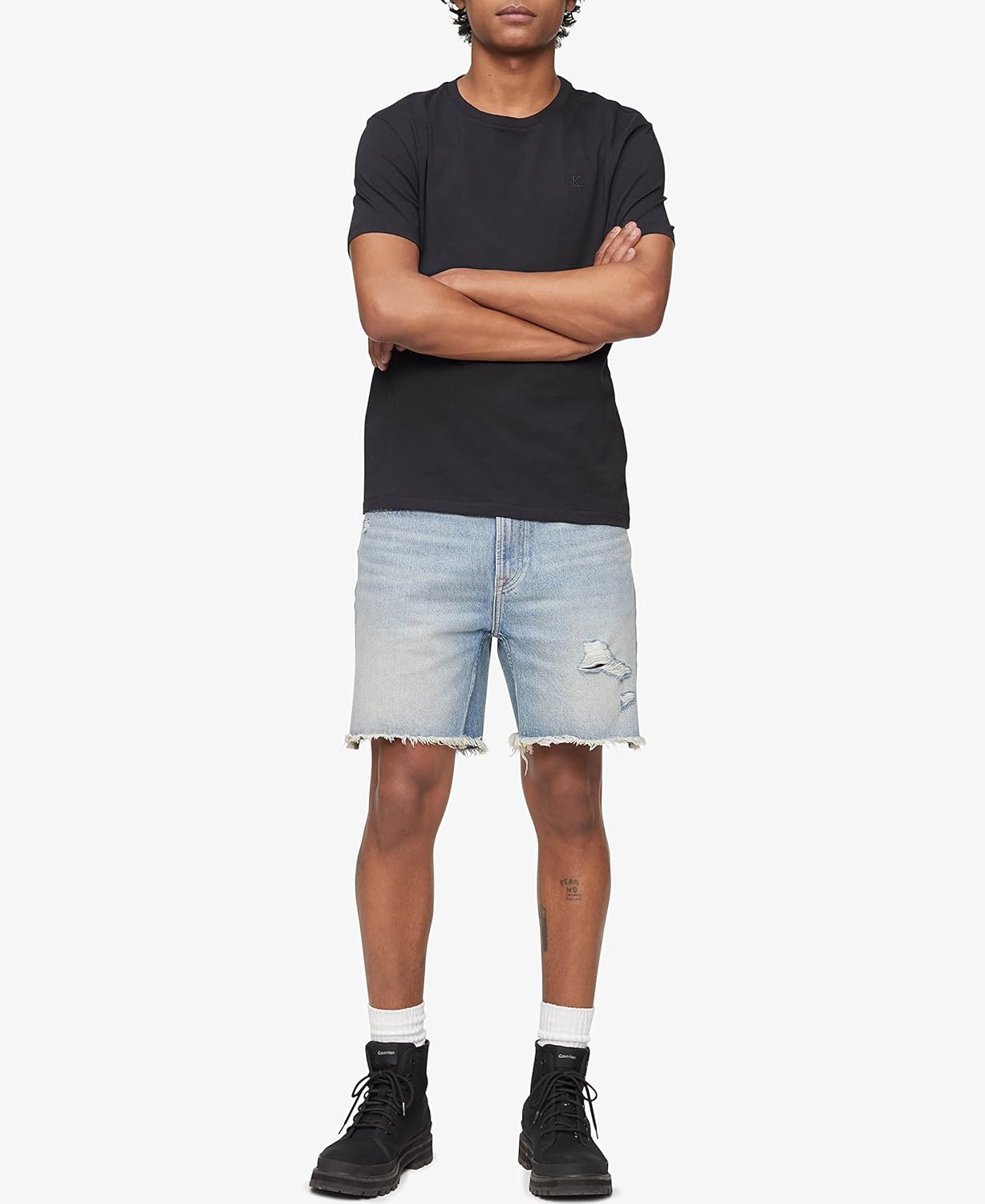 Мужская футболка Calvin Klein из гладкого хлопка с круглым вырезом, Black Beauty — фото 4