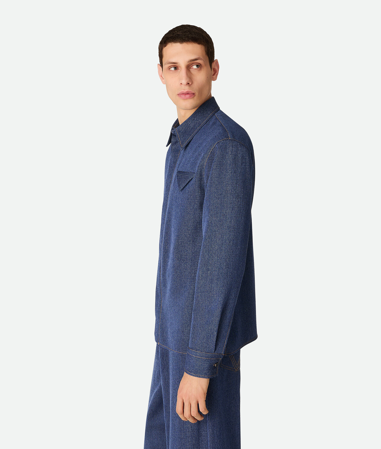Wool and cotton shirt BOTTEGA VENETA, индиго — фото 2