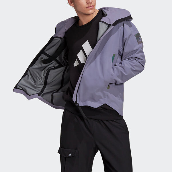 Куртка Men's adidas Myshelter Jkt Outdoor Sports Loose Rainproof Hooded Logo Jacket Autumn Purple, фиолетовый — фото 2