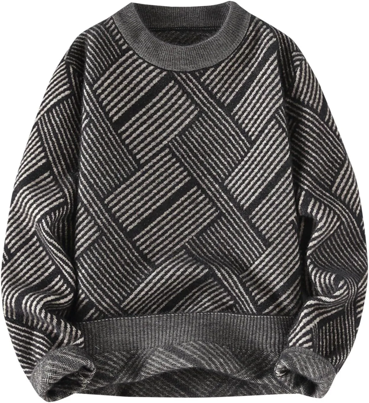 

Мужской свитер с текстурой и полосками, длинный рукав AQAYL