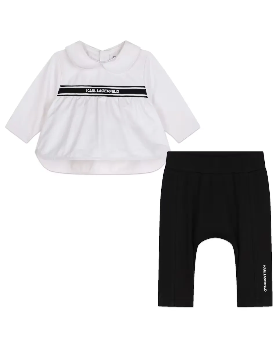 

Комплект для девочки, 2 предмета, черно-белый Karl Lagerfeld Kids, мультиколор