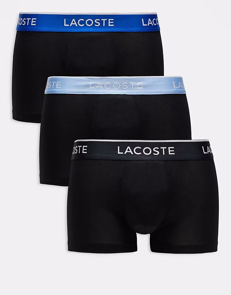 

Комплект из 3 трусов-боксеров Lacoste черного цвета с синими поясами