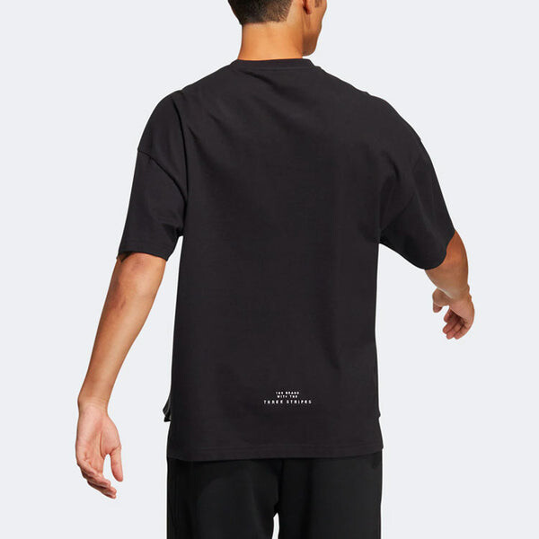 Футболка Adidas Solid Color Sports Short Sleeve Tee 'Black', мультиколор — фото 2