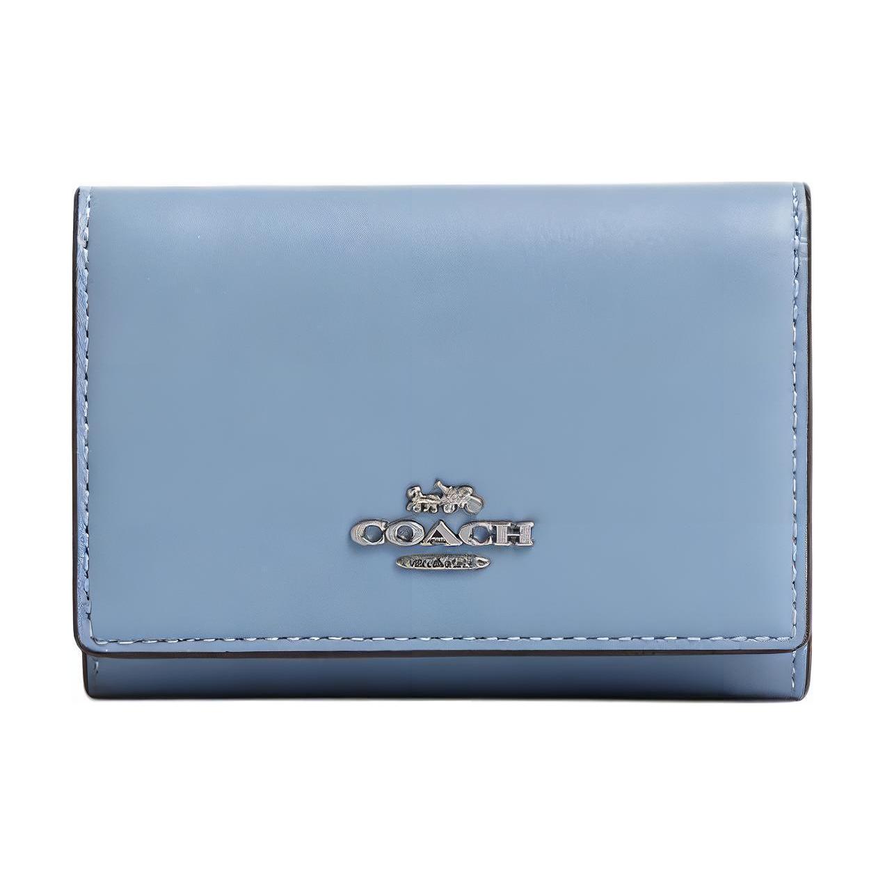 

Кошелек из телячьей кожи небольшого размера женский синий COACH