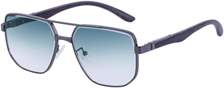 

Солнцезащитные очки MUTYNE Fashion с двойной перемычкой под дерево, увеличенного размера, металлическим оправой и квадратной формой, защита от ультрафиолета UV400, Gun Green Grey