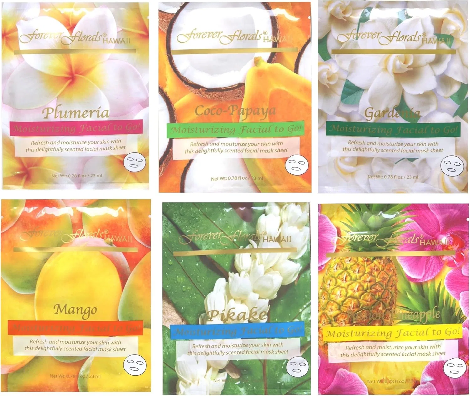 Набор масок для лица Forever Floral, 6 шт, 23 мл, аромат тропических цветов