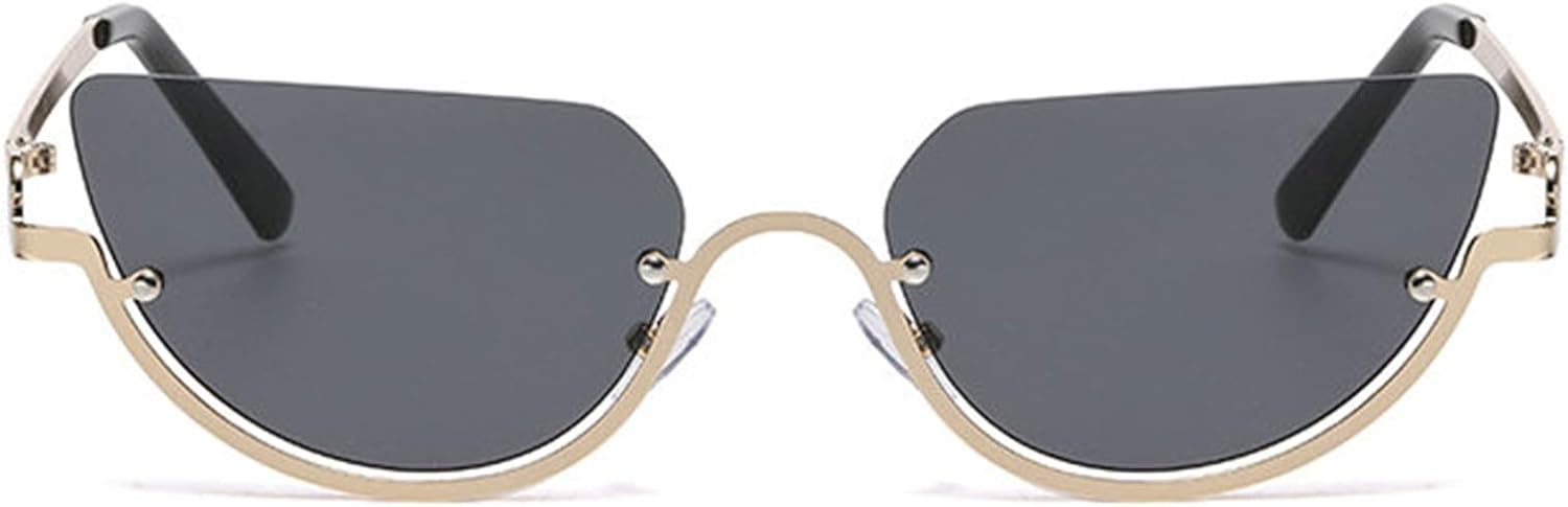 

Willochra Модные маленькие многоугольные солнцезащитные очки для женщин 2025 года, металлические очки в полуободковой оправе, женские очки в стиле «кошачий глаз» в стиле Y2K, C1