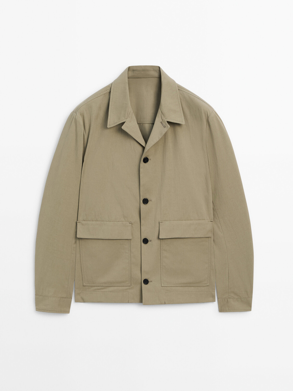 

Куртка-рубашка из полированного хлопка с карманами Massimo Dutti, зеленый