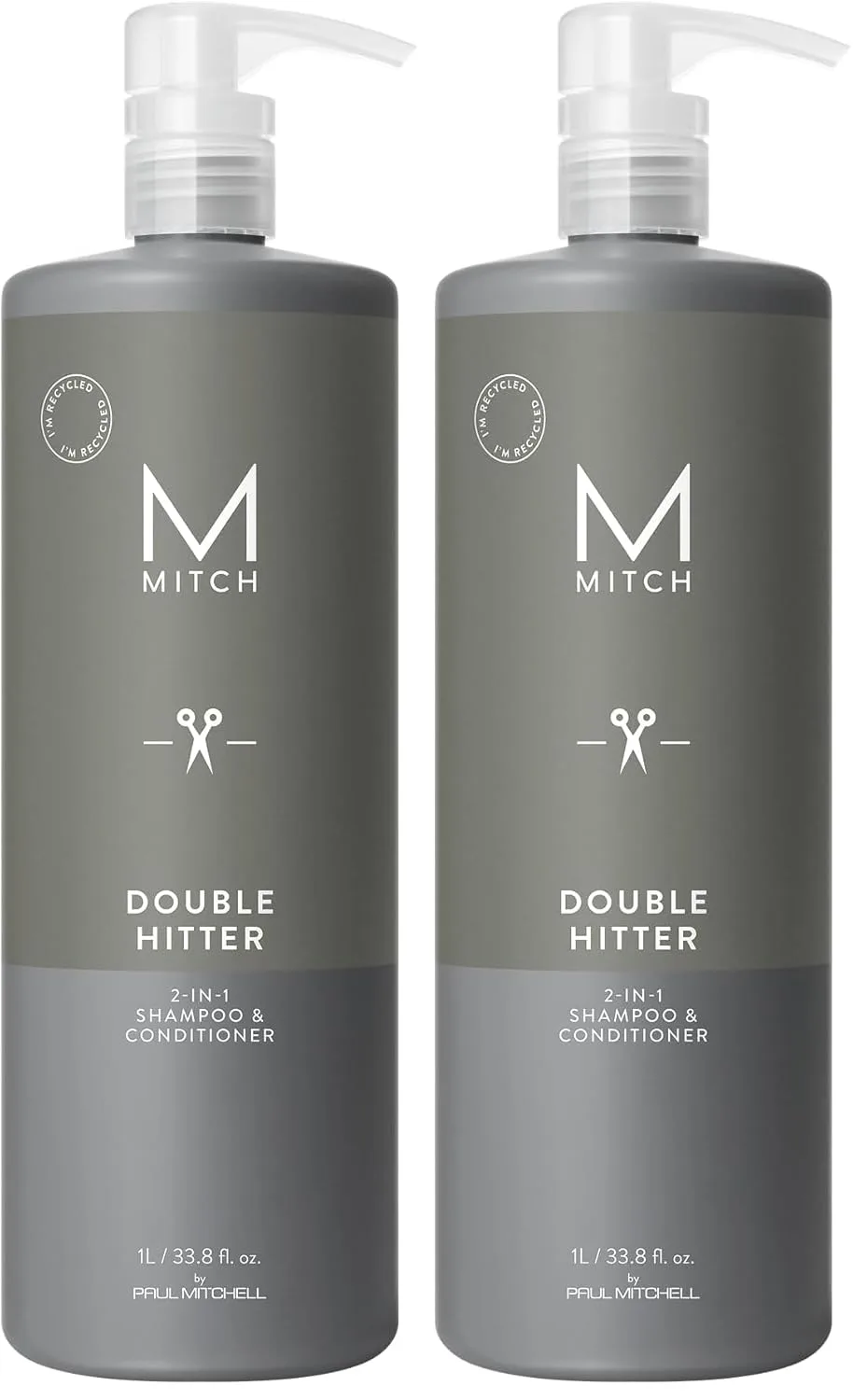 Шампунь и кондиционер MITCH by Paul Mitchell Double Hitter 2-в-1 для мужчин, подходит для всех типов волос. 1000 мл (2 шт.)
