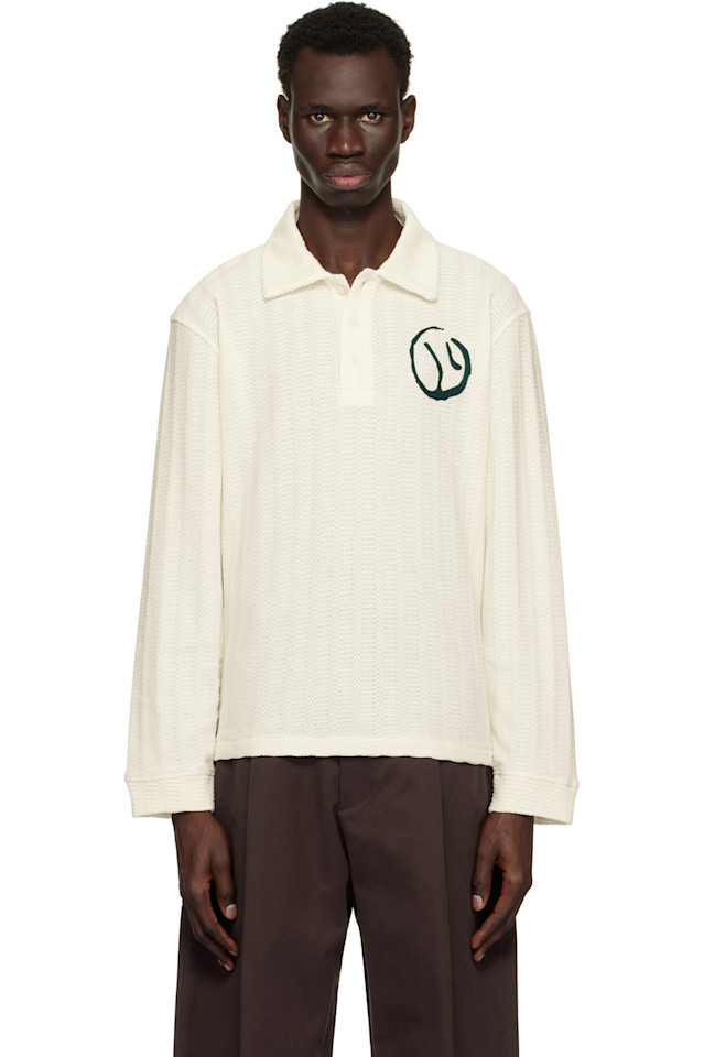 

Вязаный регби-поло с узором Palmes, цвет off-white