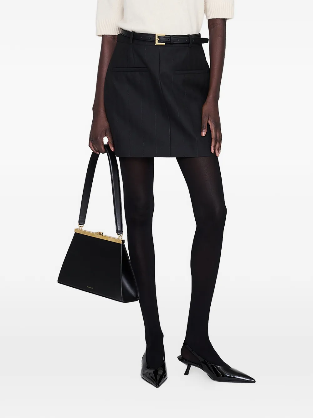 

Мини юбка в тонкую полоску Anine Bing, черный