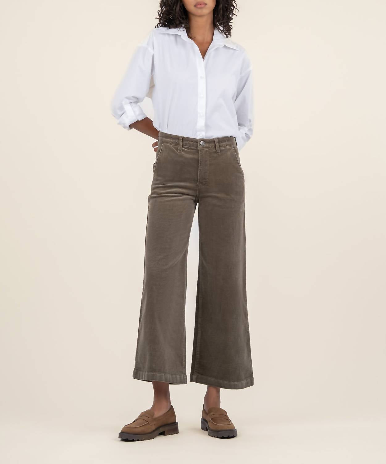 

Широкие брюки Meg Corduroy цвета оливы KUT FROM THE KLOTH, оливковый
