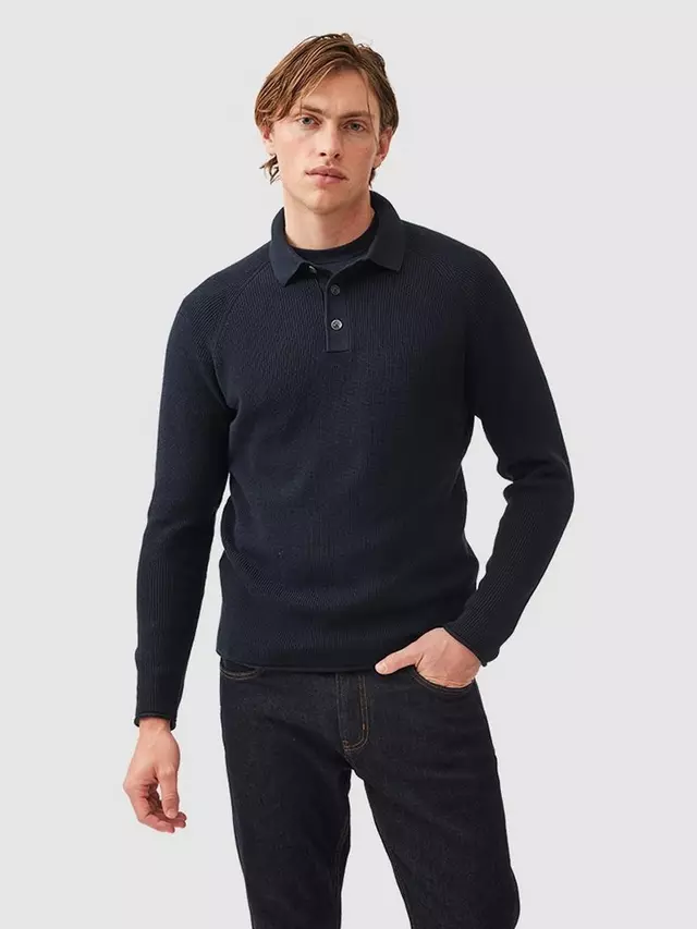 

Джемпер Rodd & Gunn Eastern Bush Knitted Cotton Polo Neck, темно-синий