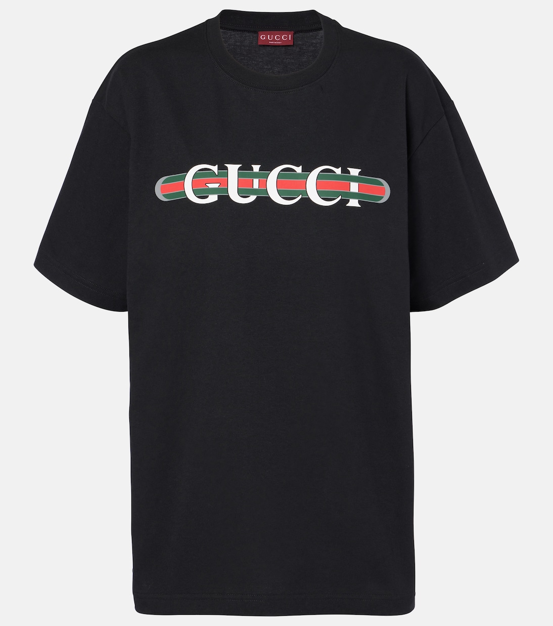 

Футболка из хлопкового джерси с принтом Lido Gucci, Black/Multicolor