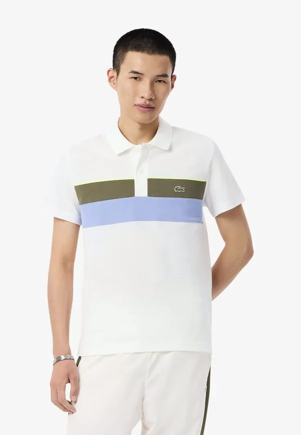 Рубашка поло Lacoste, Blanc Vert Kaki Violet-9Iv