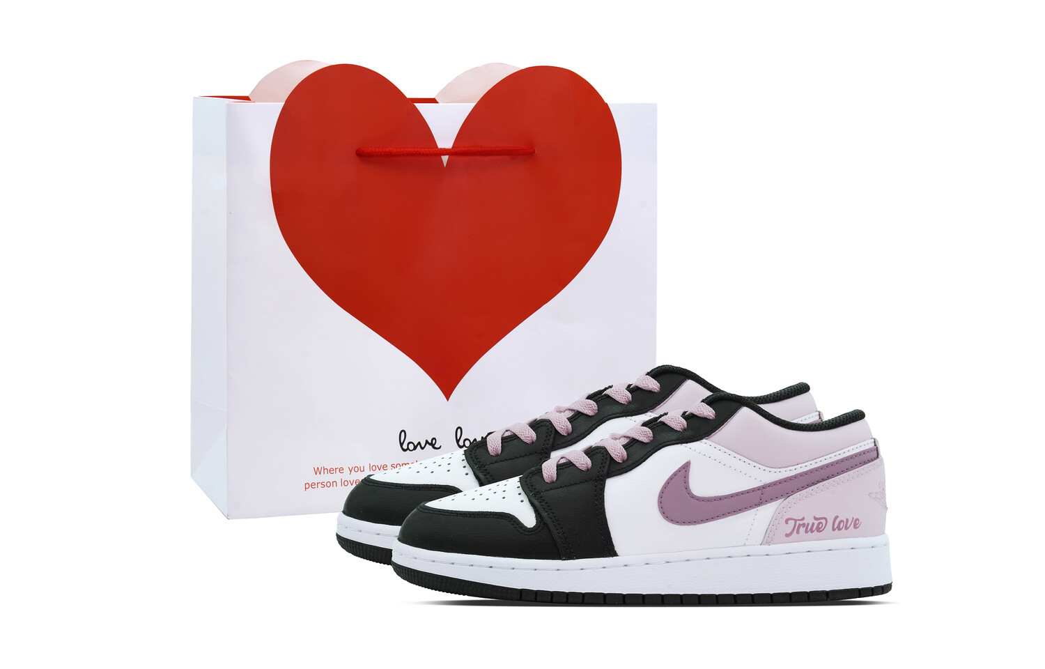 

Кроссовки Air Jordan 1 Vintage Basketball Shoes Women's Low-top Black/pink/white, черный