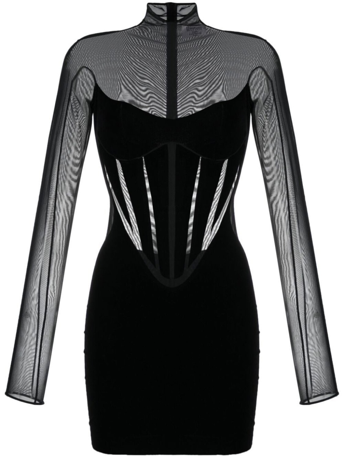 

Mugler платье мини со вставками из коллаборации с Wolford, черный